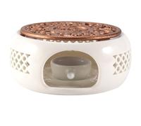 Lamsimoy Ceramic Teapot Warmer Holder Base Tea Warmer Insulation Base Tea Coffee Water Warmer Candle Heating Base Holder Teaware