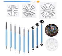 Lamsimoy Set of 14 Mandala Dotting Stencil Tools Rock Painting Kit Dotting Tools Include Templates, Paint Tray, Mandala Tools