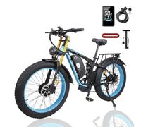 Lamtier KETELES K800Pro dual motor mountain fat tire electric bicycle, 23AH battery, full suspension, 7 speed, 26 * 4 fat tires (blue)
