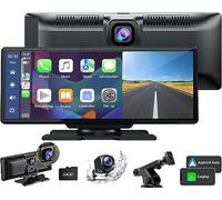 Lamto Wireless Car Stereo for Apple Carplay Android Auto with 2.5K Dash Cam, 1080P Backup Camera, 9.26 Inch Portable Touchscreen Car Play, Car Radio Receiver with Bluetooth, Mirror Link, AUX/FM, Siri