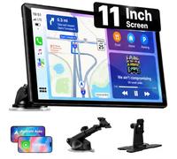 LAMTTO 2026 Upgrade 11 Inch Carplay Screen for Apple Car Play and Android Auto Car Portable Wireless Car Stereo for Car Audio Receivers with GPS Navigation,BT,Airplay,AUX,Screen for All Vehicles