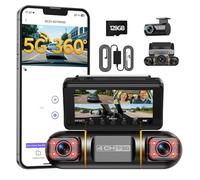 LAMTTO 4 Channel Dash Cam, 360° View 5G WiFi & APP Control, 2K/1080P Front and Rear Inside, Left Right Dash Camera for Cars, 24H Parking Mode, IR Night Vision, with a 128GB SD Card & Hardwire Kit
