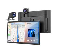 LAMTTO 4K Carplay Screen for Car with 9" Touchscreen, Dash Cam and 1080P Reversing Camera, Wireless CarPlay & Android Auto, Mirror Link, GPS, Voice Assistant, Loop Recording, G-Sensor, 64G TF Card