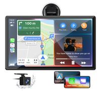 LAMTTO 9-Inch Wireless Car Stereo with Apple CarPlay & Android Auto, 1080P Backup Camera, Portable Touchscreen GPS Navigation