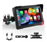 LAMTTO Carplay and Android Wireless Auto for Motorcycle, 7 Inch Portable Motorcycle GPS Screen, IP67 Waterproof Touch Screen, Bluetooth GPS Navigation Siri/G00gle Assistant