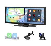 LAMTTO Carplay Screen with YouTube Net-flix TikTok, 10.25'' Wireless A-pple CarPlay & Android Auto Display with Rear Camera Built-in Apps Split-Screen Dual Bluetooth Navigation for iOS 10+ Android 11+