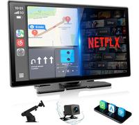 LAMTTO Wireless Carplay Display with Net-Flix YouTube Tiktok 9 Inch In-Cell Touchscreen CarPlay Screen and Android Car with Rear View Camera/Navigation/OTA/Voice Assistant/Bluetooth/AUX/FM