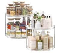 LAMU 2 Pack 2 Tier Lazy Susan Turntable Organizer Rotating Spice Rack Organization for Cabinet, Kitchen, Pantry, Countertop, Bathroom, Vanity, Medicine Cabinet Organizer, Clear, 30CM