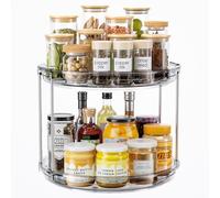 LAMU 2 Tier Lazy Susan Turntable Organizer 10.6'' Rotating Spice Rack Organization for Cabinet, Kitchen, Pantry, Countertop, Bathroom, Vanity, Medicine Cabinet Organizer, Grey