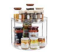 LAMU 2 Tier Lazy Susan Turntable Organizer 9.25'' Rotating Spice Rack Organization for Cabinet, Kitchen, Pantry, Countertop, Bathroom, Vanity, Medicine Cabinet Organizer, Clear