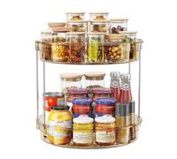 LAMU 2 Tier Lazy Susan Turntable Organizer Rotating Spice Rack Organization for Cabinet, Kitchen, Pantry, Countertop, Bathroom, Vanity, Medicine Cabinet Organizer, Amber, 30CM