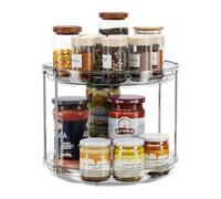 LAMU 2 Tier Lazy Susan Turntable Organizer Rotating Spice Rack Organization for Cabinet, Kitchen, Pantry, Countertop, Bathroom, Vanity, Medicine Cabinet Organizer, Grey, 23.5CM