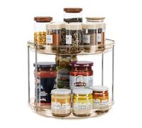LAMU 2 Tier Lazy Susan Turntable Organizer Rotating Spice Rack Organization for Cabinet, Kitchen, Pantry, Countertop, Bathroom, Vanity, Medicine Cabinet Organizer, Amber, 23.5CM
