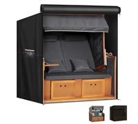 LAMUNI Beach Chair Protective Cover Windproof Roofed Wicker Beach Chairs Covers, 420D Oxford Protective Cover for Beach Chairs with Zips and Air Vents, Waterproof & UV-Resistant, 155x95x165/145cm