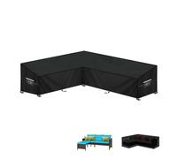LAMUNI Garden L-Shaped Sofa Cover Rattan Corner Furniture Covers Waterproof Garden Corner Sofa Cover Outdoor Lounge Sofa Covers 420D Oxford L-Shape Patio Sofa Garden Seat Cover, 150x220x80x80/60cm
