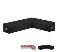 LAMUNI Garden L-Shaped Sofa Cover Rattan Corner Furniture Covers Waterproof Garden Corner Sofa Cover Outdoor Lounge Sofa Covers 420D Oxford L-Shape Patio Sofa Garden Seat Cover, 340x270x100x80/60cm