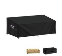 LAMUNI Garden Sofa Cover 3-4 Seater Garden Furniture Covers Waterproof Outdoor Rattan Corner Sofa Cover Deep Seat Garden Couch Cover Outdoor Lounge Sofa Covers with Air Vent, 220x85x71/61cm