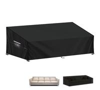 LAMUNI Garden Sofa Covers 4-5 Seater Garden Furniture Covers Waterproof Outdoor Rattan Corner Sofa Cover Deep Seat Garden Couch Cover Outdoor Lounge Sofa Cover with Air Vent, 260x102x89/61cm