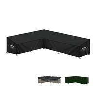 LAMUNI L-Shape Garden Furniture Covers Waterproof 420D Oxford Fabric L-Shaped Lounge Sofa Cover, Rattan Corner Sofa Covers, Outdoor Garden Furniture Sofa Cover with Air Vent, 210x260x87x80/60cm