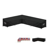 LAMUNI Outdoor Sofa Covers Waterproof L-Shape Garden Lounge Covers, 420D Oxford Rattan Corner Sofa Cover L-Shaped Patio Furniture Cover, Garden Sofa Covers with Air Vent, 270x340x100x80/60cm