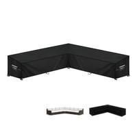 LAMUNI Outdoor Sofa Covers Waterproof V-Shape Garden Lounge Covers, 420D Oxford Rattan Corner Sofa Cover V-Shaped Patio Furniture Cover, Garden Sofa Covers with Air Vent, 330x330x100x90/65cm