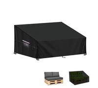 LAMUNI Pallet Sofa Cover Outdoor Pallet Bench Cover 138x99x80/40cm | 2 Seater Deep Seat Garden Couch Covers Waterproof Rattan Sofa Cover 420D Oxford Pallet Furniture Covers with Air Vent
