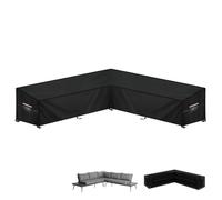 LAMUNI V-Shape Garden Furniture Covers Waterproof 420D Oxford Fabric V-Shaped Lounge Sofa Cover, Rattan Corner Sofa Covers, Outdoor Garden Furniture Sofa Cover with Air Vent, 295x295x100x90/65cm