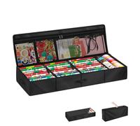 LAMUNI Wrapping Paper Organizer with Handles, 90x30x12cm Gift Wrap Storage Box, Wrapping Paper Roll Storage Bag, Christmas Decoration Storage Bag with Interior Pockets for Holiday Décor Storage