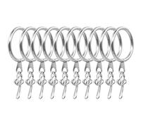 LaMure 40 Pack 30mm Inner Diameter Metal Curtain Rings with Eyelets and 100 Pack Metal Curtain Header Tape Drapery Hooks,Silver
