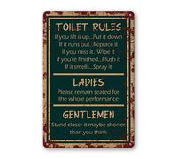Lamvao Vintage Toilet Rules Sign - 8x12 Inch Silver Metal Wall Art for Bathroom, Home, Office