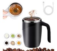 Lamvpiny 2025 Upgrade Self Stirring Mug,Portable Rechargeable Auto Magnetic Mug Automatic Magnetic Stirrer Coffee Cup Stainless Steel Self Stirring Coffee Cup for Coffee/Milk/Tea/Hot Chocolat (Black)