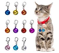 LAMXD 10 Pcs Cat Dog Collar Bells, Jingle Bell for Cat Collar,Dog Collar Charms,Colourful Pet Small Bells with Clasps,Pet Collar Accessories,Festival Party DIY Crafts Decoration