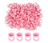 LAMXD 100 PCS Lash Glue Holder, Glue Rings Glue Holder Rings Heart-Shaped Plastic Lash Glue Rings Volume Lashes Quick Blossom Cups for Eyelash Extensions