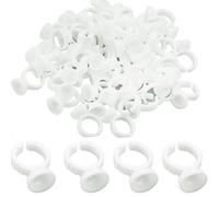 LAMXD 100PCS Disposable Plastic Glue Ring Nail Art Polish Holders Tattoo Individual False Eyelash Extension Adhesive Pigment Holders Beauty Tool