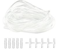 LAMXD 10M Soft Standard Oxygen Airline Tubing with 10PCS Connectors, 4 * 6MM Clear Aquarium Air Line Hose Air Pump Accessories for Fish Tank