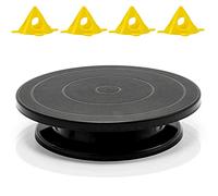 LAMXD 11”Rotate Turntable Sculpting Wheel Revolving Cake Turnable Black Painting Turn Table Stand for Paint Spraying Spinner,with Cone Canvas-Acrylic&Epoxy Pouring Paint Canvas Support Stands