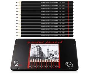 LAMXD 12 Pcs Drawing Pencils 8B, 7B, 6B, 5B, 4B, 3B, 2B, B, HB, F, H, 2H, Sketching Pencils with Graphite Lead