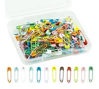 LAMXD 120pcs Safety Pins with Clear Case, 19mm Multicolor Assorted Nickel Plated Stainless Steel Safety Pins for Clothes Sewing Handicrafts Jewelry DIY