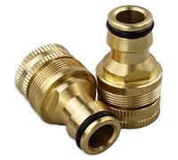 LAMXD 2 pack Garden Hose Tap Connector - 3/4 inch & 1/2 inch 2-in-1 Brass Female Threaded Tap Connector for Hosepipe, Threaded Faucet Adapter
