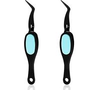 LAMXD 2Pcs Craft Tweezers - Stainless Soft Gripping Reverse Grip Precision Tweezers for Craft, Jewelry, Beading, Electronics, Laboratory Work (Black)