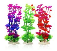 LAMXD 3 Pcs Artificial Aquarium Plants, Fish Tank Plants Decorations, Plastic Plants for Aquarium Fish Tanks, Faux Tall Aquatic Water Plants Artificial Ornaments for All Fish - 3 Colors