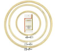 LAMXD 3Pcs 3 Sizes Round Bamboo Embroidery Hoop Circle Cross Stitch Hoop Ring for Craft Sewing,with Gold Eye Embroidery Needles, Embroidery Hoop