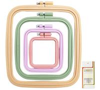 LAMXD 4 Pieces Embroidery Hoop Rectangle Square Embroidery Frame Cross Stitch Hoop Sewing Tool for Art Craft Handy Sewing (Multicolor),with Gold Eye Embroidery Needles