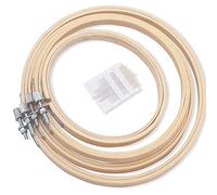 LAMXD 4Pcs 4 Sizes Round Bamboo Embroidery Hoop Circle Cross Stitch Hoop Ring for Craft Sewing,with Gold Eye Embroidery Needles, Embroidery Hoop