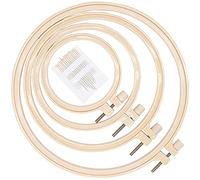 LAMXD 4Pcs 4 Sizes Round Embroidery Hoop Plastic Circle Cross Stitch Hoop Ring for Craft Sewing,with Gold Eye Embroidery Needles, Embroidery Hoop