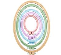 LAMXD 5 Pieces Embroidery Hoop Rectangle Oval Shape Embroidery Frame Cross Stitch Hoop Sewing Tool for Art Craft Handy Sewing (Multicolor),with Gold Eye Embroidery Needles