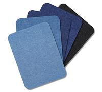 LAMXD 5 Pieces Iron on Jean Patches Waterproof Self-Adhesive Sew on Patches Denim Jean Patch for Clothing Repair, 5 Colors DIY 12.5 x 9.5 cm Jean Patches for Clothes Jeans Jackets
