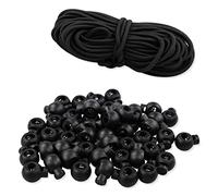 LAMXD 50 Pieces Drawstring Toggles and 32 feet Drawstrings Plastic Single Holes Cord Stopper Toggle Cord Lock Toggle