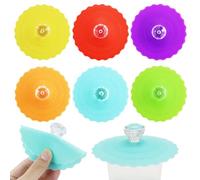 6 Pcs Silicone Glass Cup Covers?Reusable Anti-dust Cup Covers, Food-grade Silicone Drink Glass Cup Lids, Creative Round Diamond Mug Cover