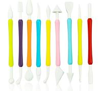 LAMXD 9 PCS Fondant Modeling Tools, Carving Pens - Double-Ended with 18 Different Sculpting Shapes - Fondant Icing Cakes, Marzipan Gumpaste, Sugar Craft, Clay Modelling, Baking Accessories